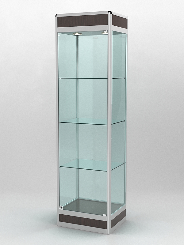 Витрина ПРОФИЛЬ ПОДИУМ №3-400-2 (задняя стенка - стекло), Дуб Венге