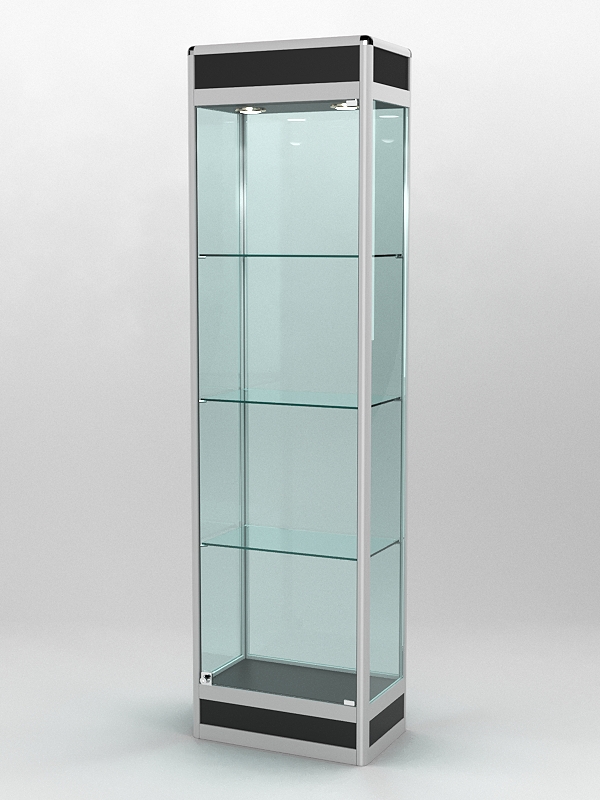 Витрина ПРОФИЛЬ ПОДИУМ №3-300-2 (задняя стенка - стекло), Черный