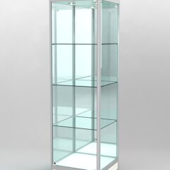 Витрина ПРОФИЛЬ ПОДИУМ №3-500-3 (задняя стенка - зеркало), Белый