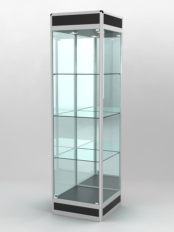 Витрина ПРОФИЛЬ ПОДИУМ №3-500-3 (задняя стенка - зеркало), Черный