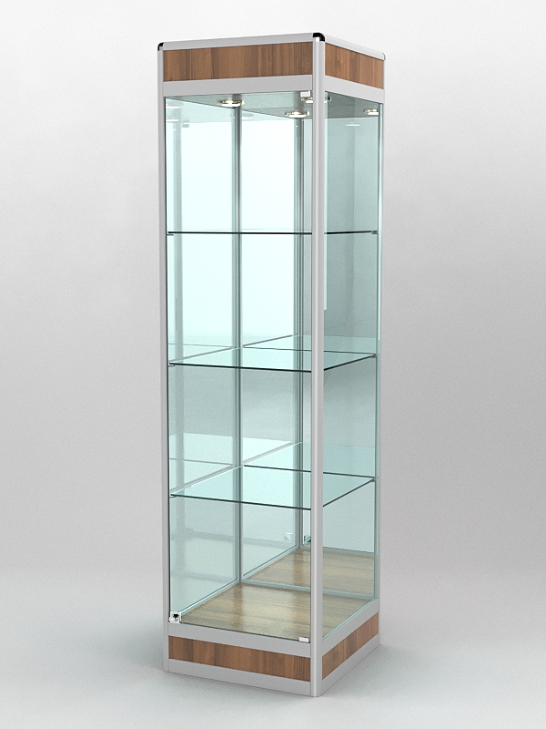 Витрина ПРОФИЛЬ ПОДИУМ №3-500-3 (задняя стенка - зеркало), Орех