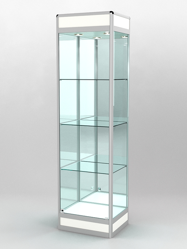 Витрина ПРОФИЛЬ ПОДИУМ №3-400-3 (задняя стенка - зеркало), Белый