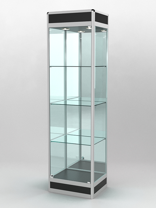 Витрина ПРОФИЛЬ ПОДИУМ №3-400-3 (задняя стенка - зеркало), Черный