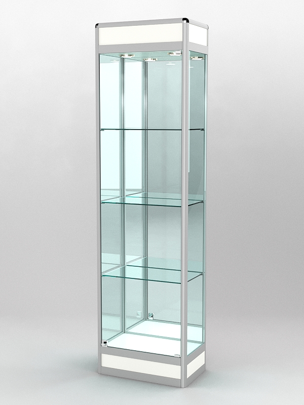 Витрина ПРОФИЛЬ ПОДИУМ №3-300-3 (задняя стенка - зеркало), Белый