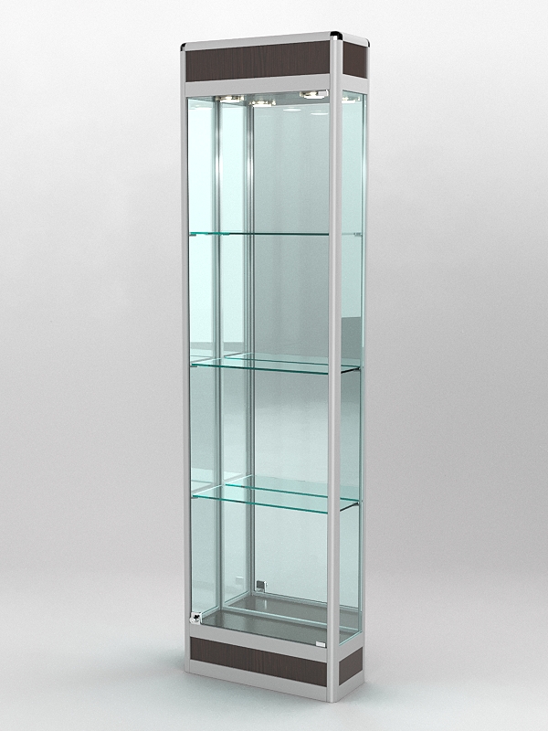 Витрина ПРОФИЛЬ ПОДИУМ №3-200-3 (задняя стенка - зеркало), Дуб Венге