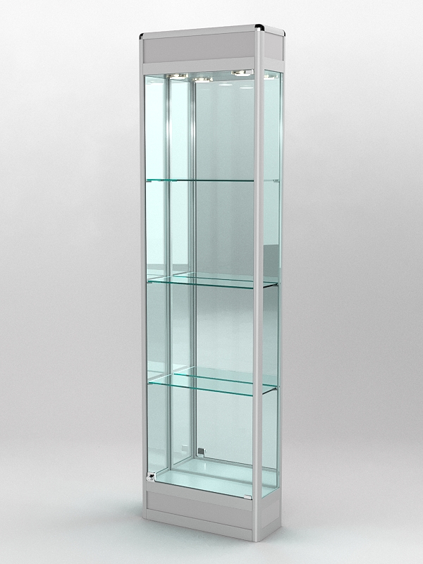 Витрина ПРОФИЛЬ ПОДИУМ №3-200-3 (задняя стенка - зеркало), Серый