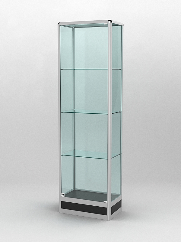 Витрина ПРОФИЛЬ ПОДИУМ №4-300-2 (задняя стенка - стекло), Черный