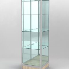 Витрина ПРОФИЛЬ ПОДИУМ №4-500-3 (задняя стенка - зеркало), Дуб Сонома