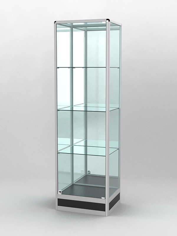 Витрина ПРОФИЛЬ ПОДИУМ №4-400-3 (задняя стенка - зеркало), Черный