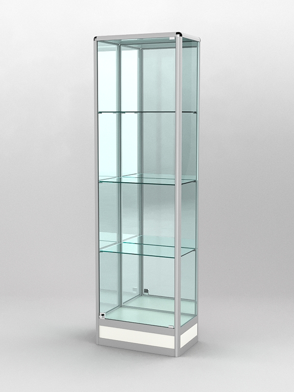 Витрина ПРОФИЛЬ ПОДИУМ №4-300-3 (задняя стенка - зеркало), Белый