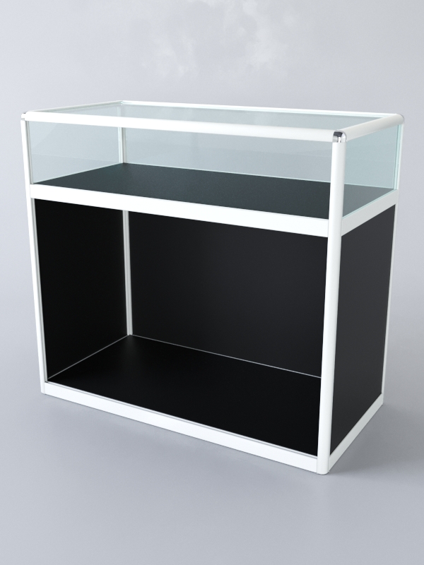 Прилавок из профиля прямоугольный №2 (без дверок), Черный+Белый