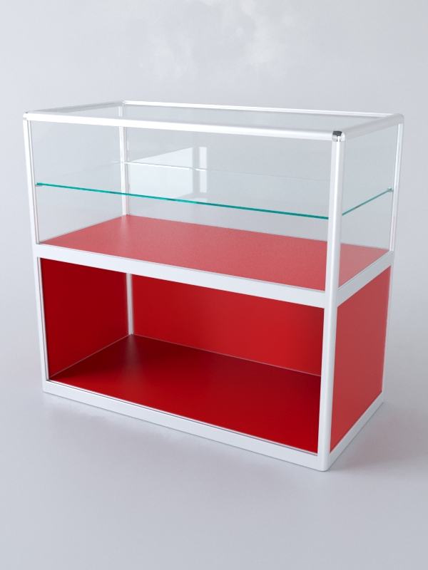 Прилавок из профиля прямоугольный №3 (без дверок), Красный 0149 BS