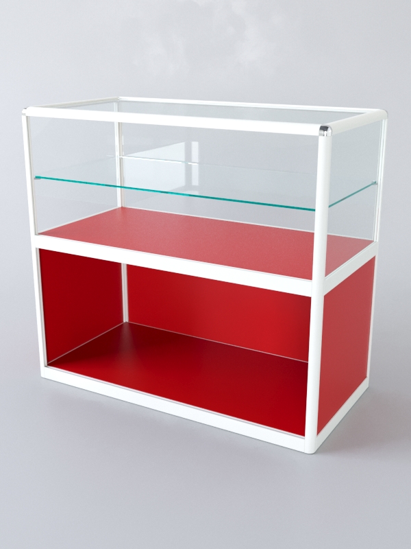 Прилавок из профиля прямоугольный №3 (без дверок), Красный+Белый