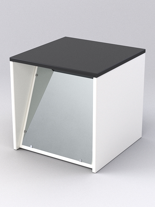 Пуфик из ДСП с зеркалами №2, Черный и Белый