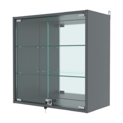 Витрина настенная №1-2АГ с зеркалом, Темно-Серый