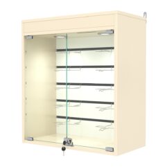 Витрина настенная №1-2БГ с экономпанелью, без полок, с подсветкой, Крем Вайс