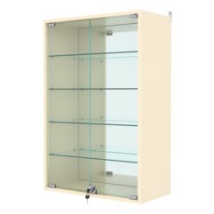 Витрина настенная №2-2АГ с зеркалом, Крем Вайс