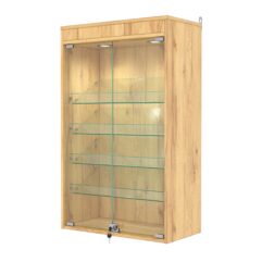 Витрина настенная №2-3АКГ с подсветкой, Дуб Золотистый