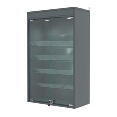 Витрина настенная №2-3АКГ с подсветкой, Темно-Серый