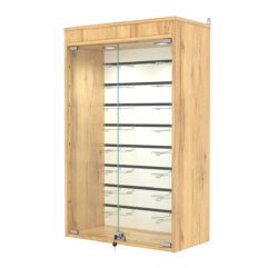 Витрина настенная №2-2БГ с экономпанелью, без полок, с подсветкой, Дуб Золотистый