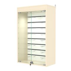 Витрина настенная №2-2БГ с экономпанелью, без полок, с подсветкой, Крем Вайс