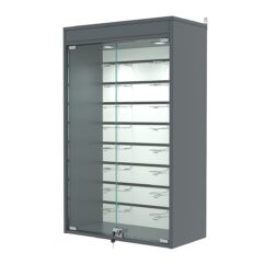 Витрина настенная №2-2БГ с экономпанелью, без полок, с подсветкой, Темно-Серый