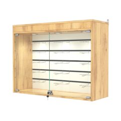 Витрина настенная №3-2БГ с экономпанелью, без полок, с подсветкой, Дуб Золотистый