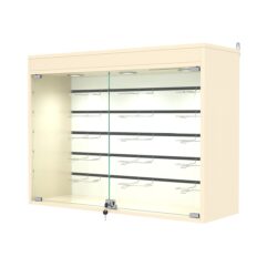 Витрина настенная №3-2БГ с экономпанелью, без полок, с подсветкой, Крем Вайс