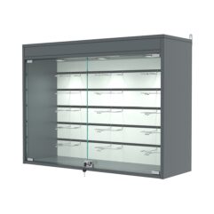 Витрина настенная №3-2БГ с экономпанелью, без полок, с подсветкой, Темно-Серый