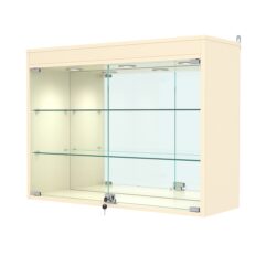 Витрина настенная №3-4АГ с зеркалом и с подсветкой, Крем Вайс