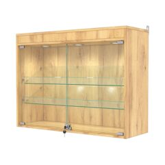 Витрина настенная №3-3АКГ с подсветкой, Дуб Золотистый