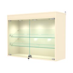 Витрина настенная №3-3АКГ с подсветкой, Крем Вайс