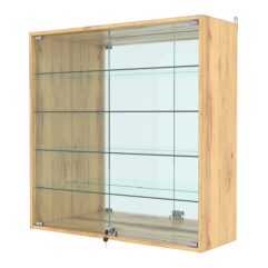 Витрина настенная №4-2АГ с зеркалом, Дуб Золотистый