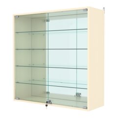 Витрина настенная №4-2АГ с зеркалом, Крем Вайс