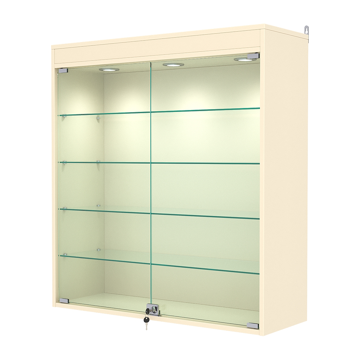 Витрина настенная №4-3АГ с подсветкой, Крем Вайс