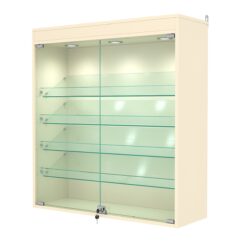 Витрина настенная №4-3АКГ с подсветкой, Крем Вайс