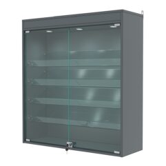 Витрина настенная №4-3АКГ с подсветкой, Темно-Серый