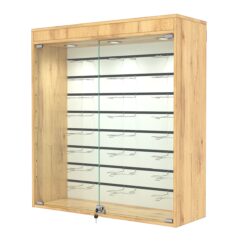 Витрина настенная №4-2БГ с экономпанелью, без полок, с подсветкой, Дуб Золотистый