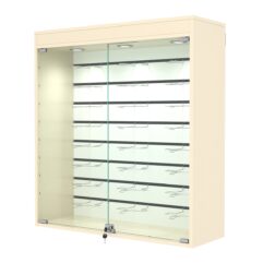 Витрина настенная №4-2БГ с экономпанелью, без полок, с подсветкой, Крем Вайс