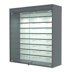 Витрина настенная №4-2БГ с экономпанелью, без полок, с подсветкой, Темно-Серый