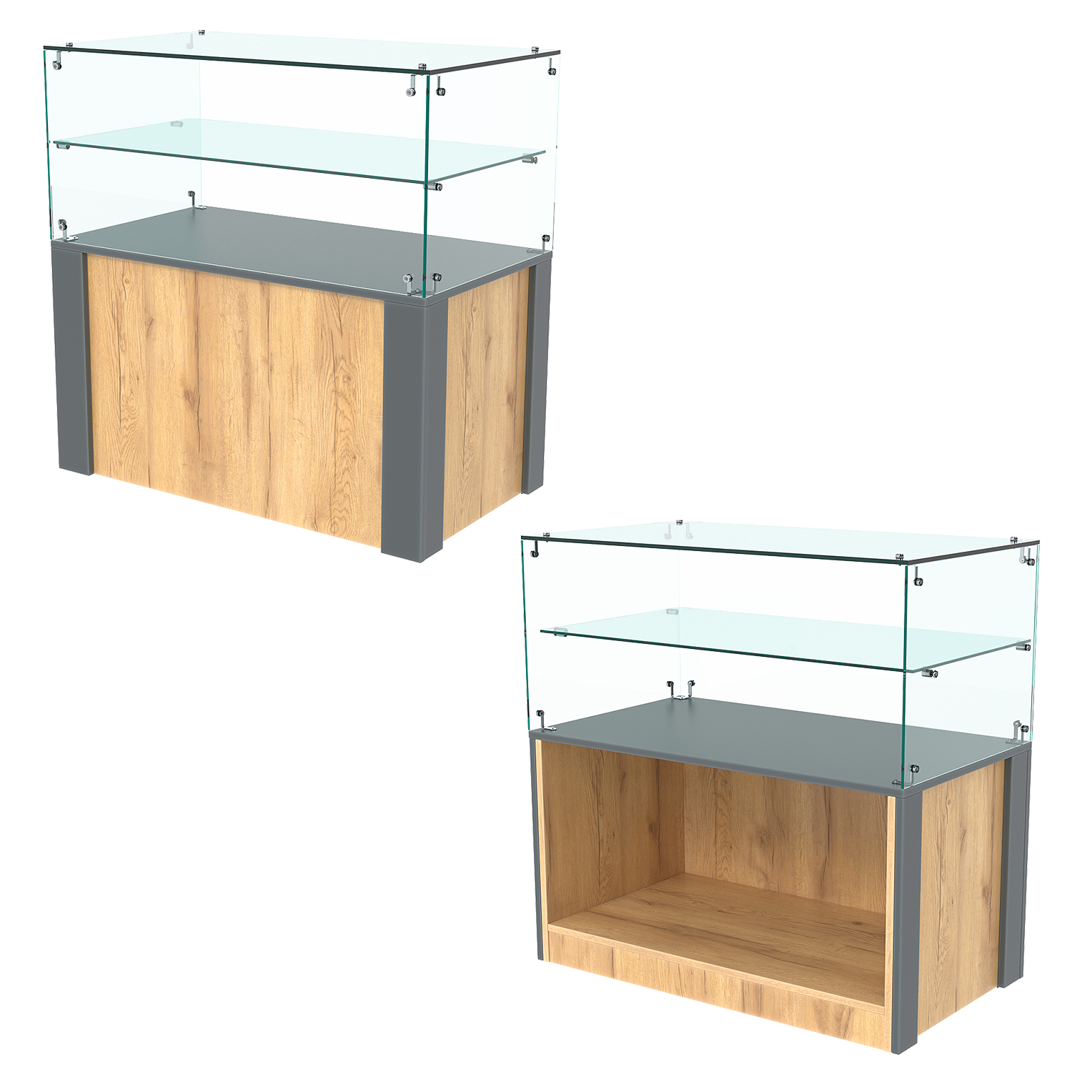 Прилавок ГРАЦИЯ №3, Дуб Золотистый и Темно-Серый