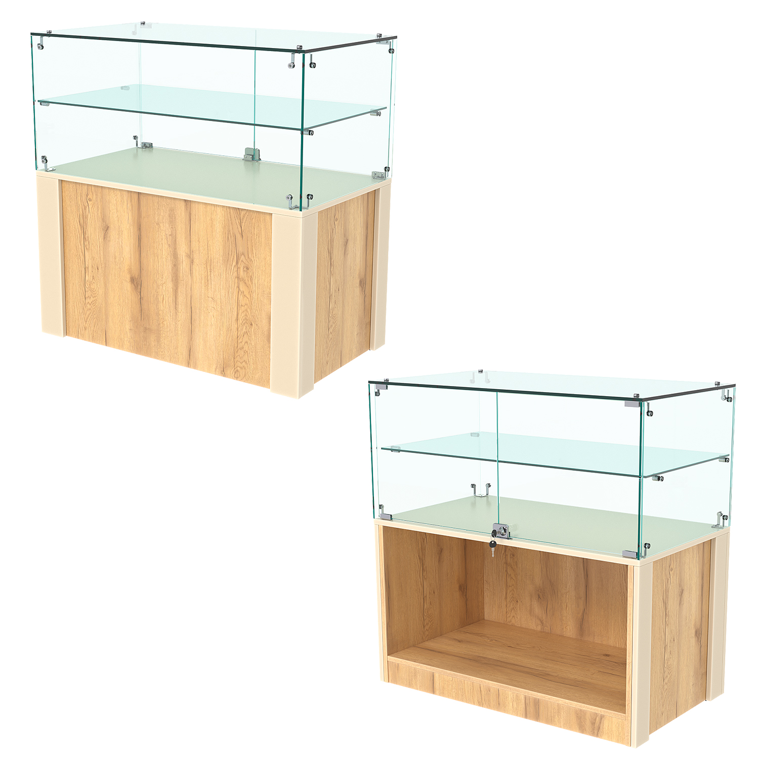 Прилавок ГРАЦИЯ №3-1, Дуб Золотистый и Крем Вайс