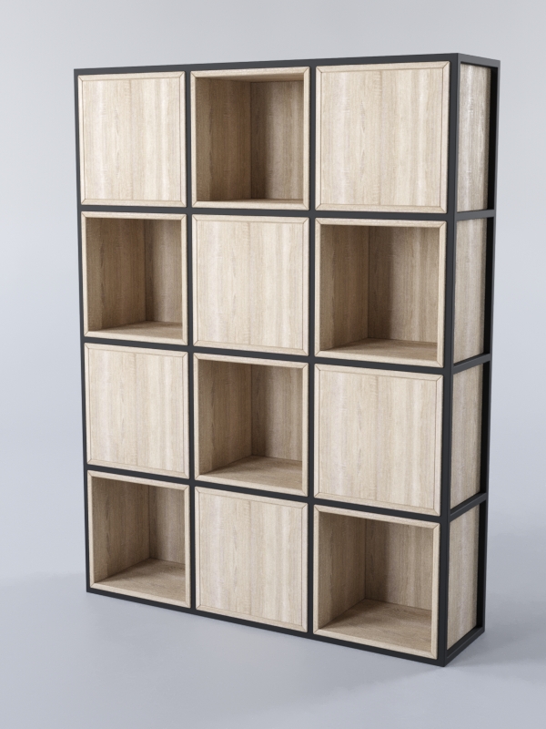 Стеллаж для разделения помещений Стронг №2А в стиле ЛОФТ, Дуб Сонома