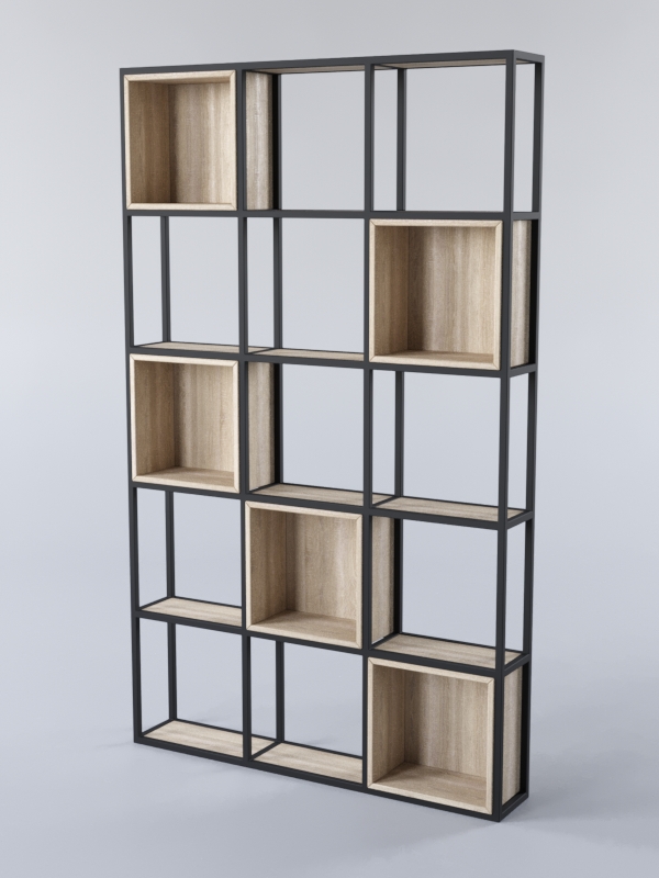 Стеллаж для разделения помещений Стронг №3 в стиле ЛОФТ, Дуб Сонома