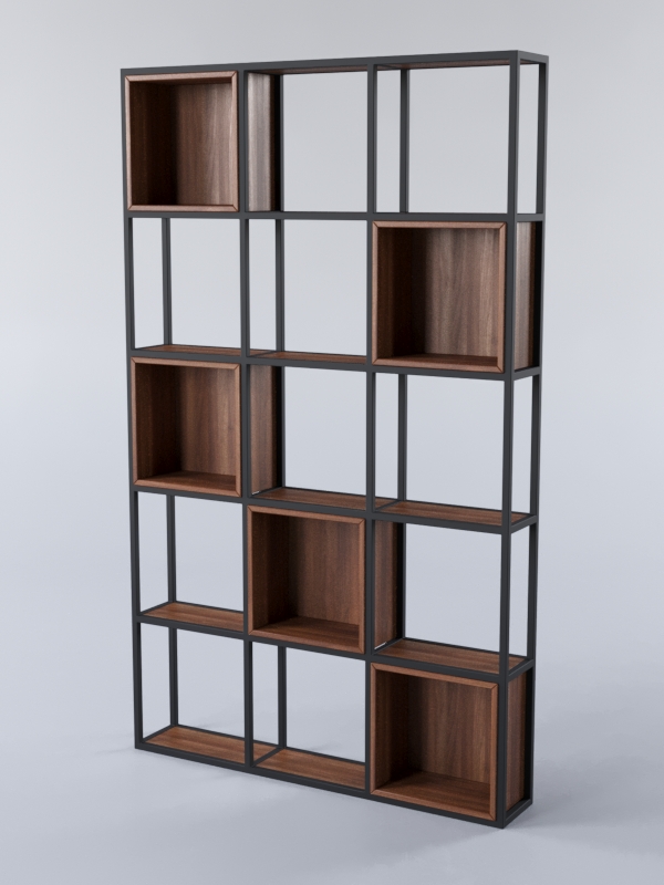 Стеллаж для разделения помещений Стронг №3 в стиле ЛОФТ, Орех