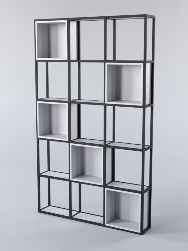 Стеллаж для разделения помещений Стронг №3 в стиле ЛОФТ, Серый