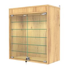 Витрина настенная №1-7АГ с подсветкой, Дуб Золотистый