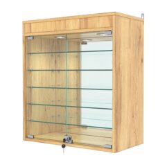 Витрина настенная №1-8АГ с зеркалом и подсветкой, Дуб Золотистый