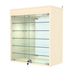 Витрина настенная №1-8АГ с зеркалом и подсветкой, Крем Вайс