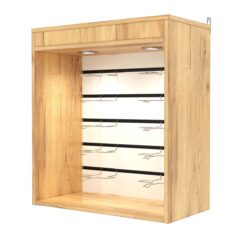 Витрина настенная №1-2ВГ с экономпанелью, без полок, с подсветкой, Дуб Золотистый